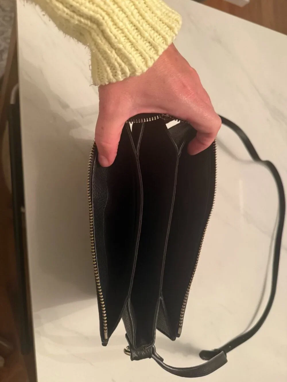 Vince Camuto Black Pebbled Leather Crossbody Bag